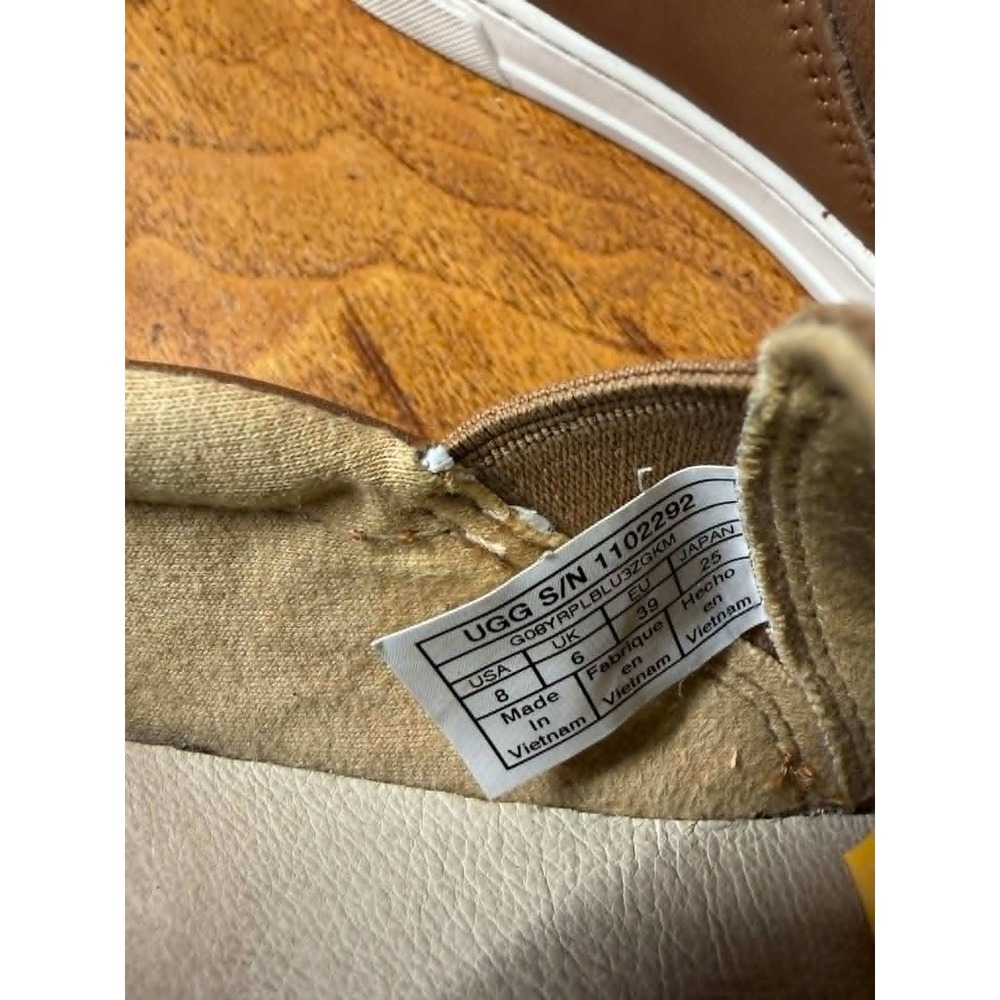 UGG Jass Chestnut Leather Slip On Sneakers Womens 8 Brown Low Top Shoes 1102292 - Picture 8 of 9